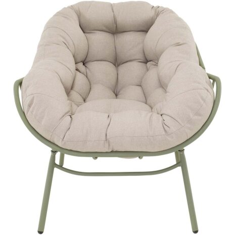 relaxstoel Cozy beige Lesli Living met licht groene frame
