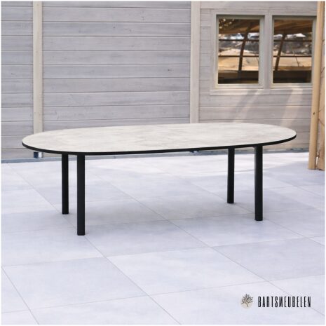 tuintafel HPL Taupe trapezium poot tuintafel HPL Taupe trapezium poot