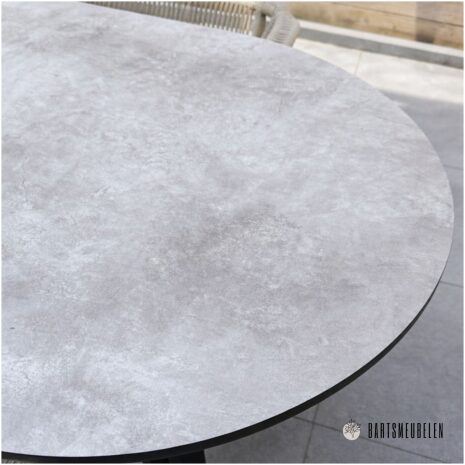 tuintafel HPL beige blad details