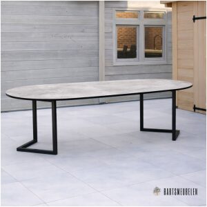 tuintafel HPL beige met driehoek poot