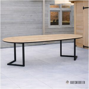 tuintafel HPL oak palasanto met driehoek poot