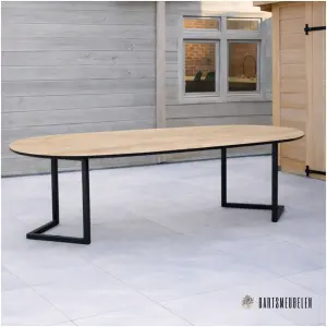 tuintafel HPL oak palasanto met driehoek poot