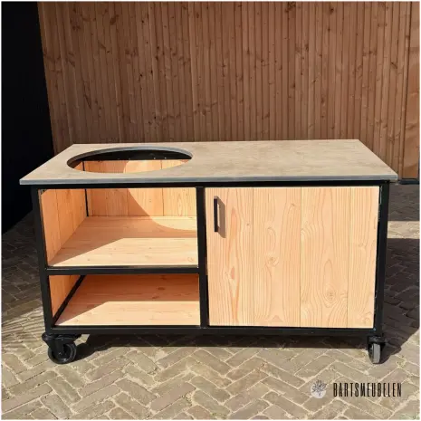 Buitenkeuken 150 cm met HPL taupe blad en opbergkast