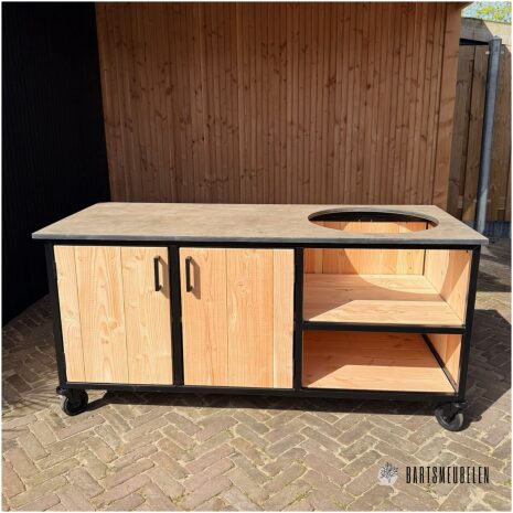 Buitenkeuken 180 cm met HPL taupe blad en dubbele kast