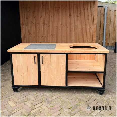 Buitenkeuken Douglas 180 cm met tegel en dubbele kast BIEB-007