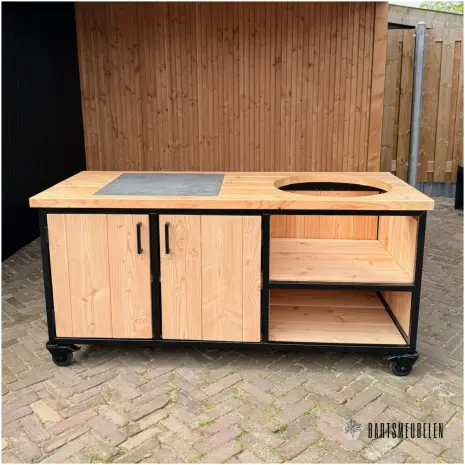 Buitenkeuken Douglas 180 cm met tegel en dubbele kast BIEB-007