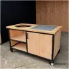 Buitenkeuken Douglas en staal met opbergkast en tegel 150 cm Buitenkeuken Douglas en staal met opbergkast en tegel 150 cm