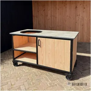 Buitenkeuken met opbergkast 150 cm HPL blad beige