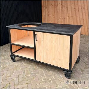 Buitenkeuken met opbergkast 150 cm HPL blad zwart