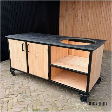 Buitenkeuken met opbergkast 180 cm HPL blad zwart