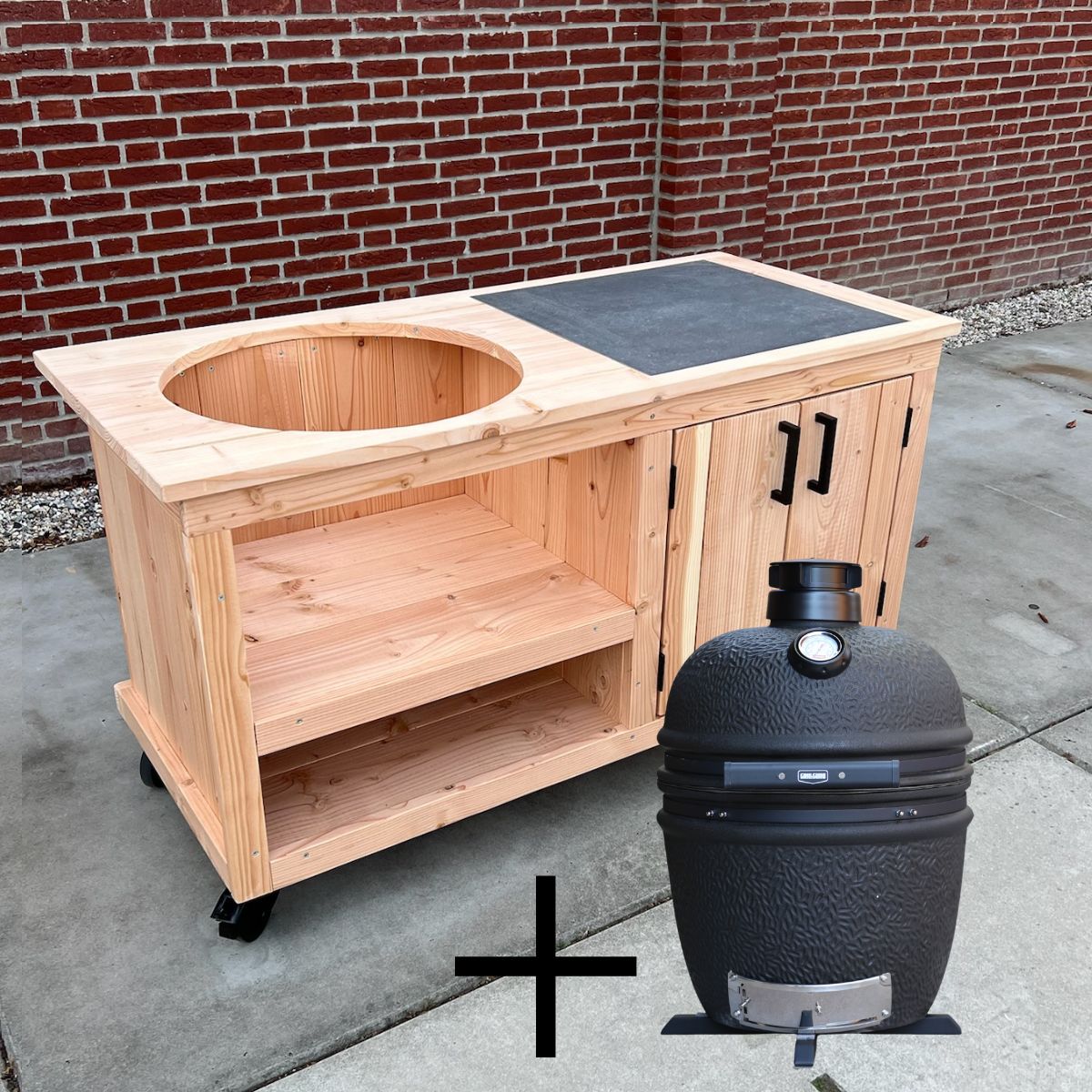 Buitenkeuken opbergkast met tegel 150 cm met Grill Guru Large mat Black Buitenkeuken opbergkast met tegel 150 cm met Grill Guru Large mat Black