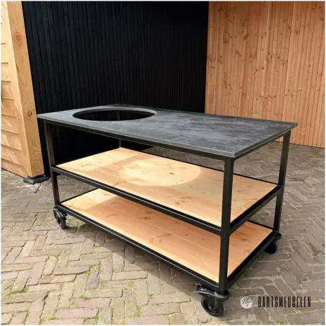 Buitenkeuken open Douglas en staal 150 cm HPL blad