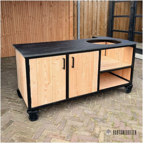 Douglas buitenkeuken 180 cm met HPL zwart en stalen frame