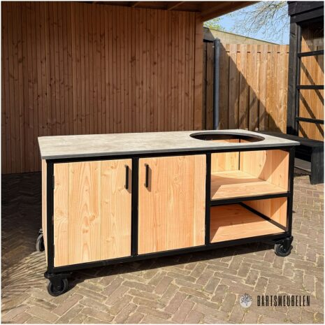 Douglas buitenkeuken met HPL beige en stalen frame