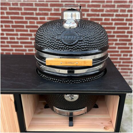 Luxe buitenkeuken 205 cm met HPL zwart en Yakiniku kamado large