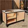 Moderne buitenkeuken met HPL blad beige met opbergkast en wielen Moderne buitenkeuken met HPL blad beige met opbergkast en wielen