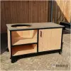 Moderne buitenkeuken met HPL taupe werkblad voor de kamado