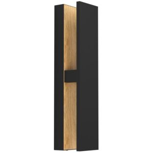 Moderne wandlamp buiten met warme houtlook binnenzijde