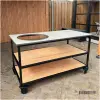 Verrijdbare buitenkeuken met HPL beige en stalen frame Verrijdbare buitenkeuken met HPL beige en stalen frame