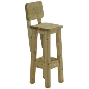 Houten Barkruk met Rugleuning Geïmpregneerd