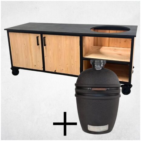 Buitenkeuken met opbergkast 205cm + hpl blad zwart + Bastard Urban Large