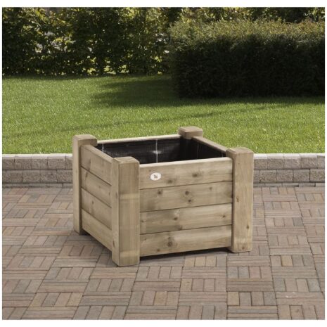 Houten bloembak met achtergrond