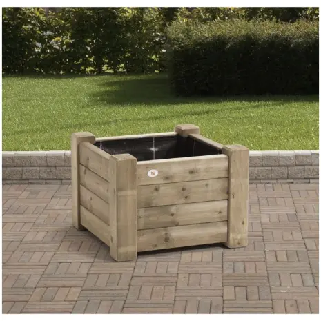Houten bloembak met achtergrond