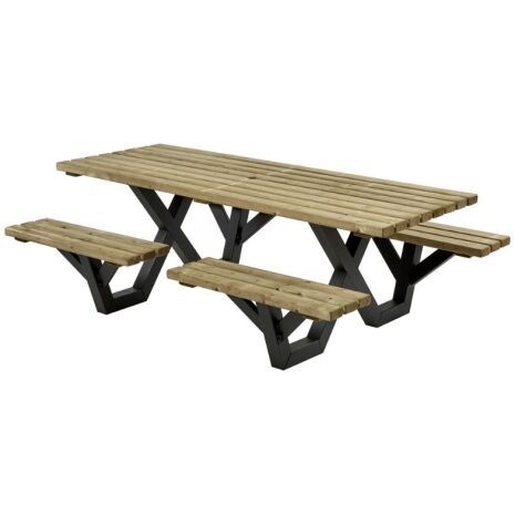 Picknicktafel geimpregneerd metalen frame open instap