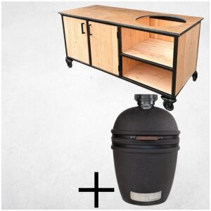 combi-deal met opbergkast 180cm met HPL blad koper + bastard urban large kamado