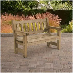 houten parkbank tweezits met achtergrond