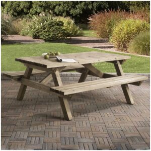 Houten Rechthoekige picknicktafel 180 cm blad en zittingsdikte 45mm
