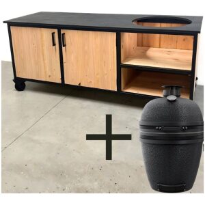 Buitenkeuken met opbergkast 205cm en HPL blad Zwart + bastard core Large