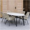 Beige HPL tuintafel met 4 beige tuinstoelen Beige HPL tuintafel met 4 beige tuinstoelen