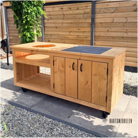 Buitenkeuken 180cm met tegel voor de compact kamado