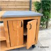 Kamado tafel douglas 150 cm met opbergkast en keramische tegel