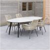 Ovale HPL tuintafel beige met 4 beige tuinstoelen Ovale HPL tuintafel beige met 4 beige tuinstoelen